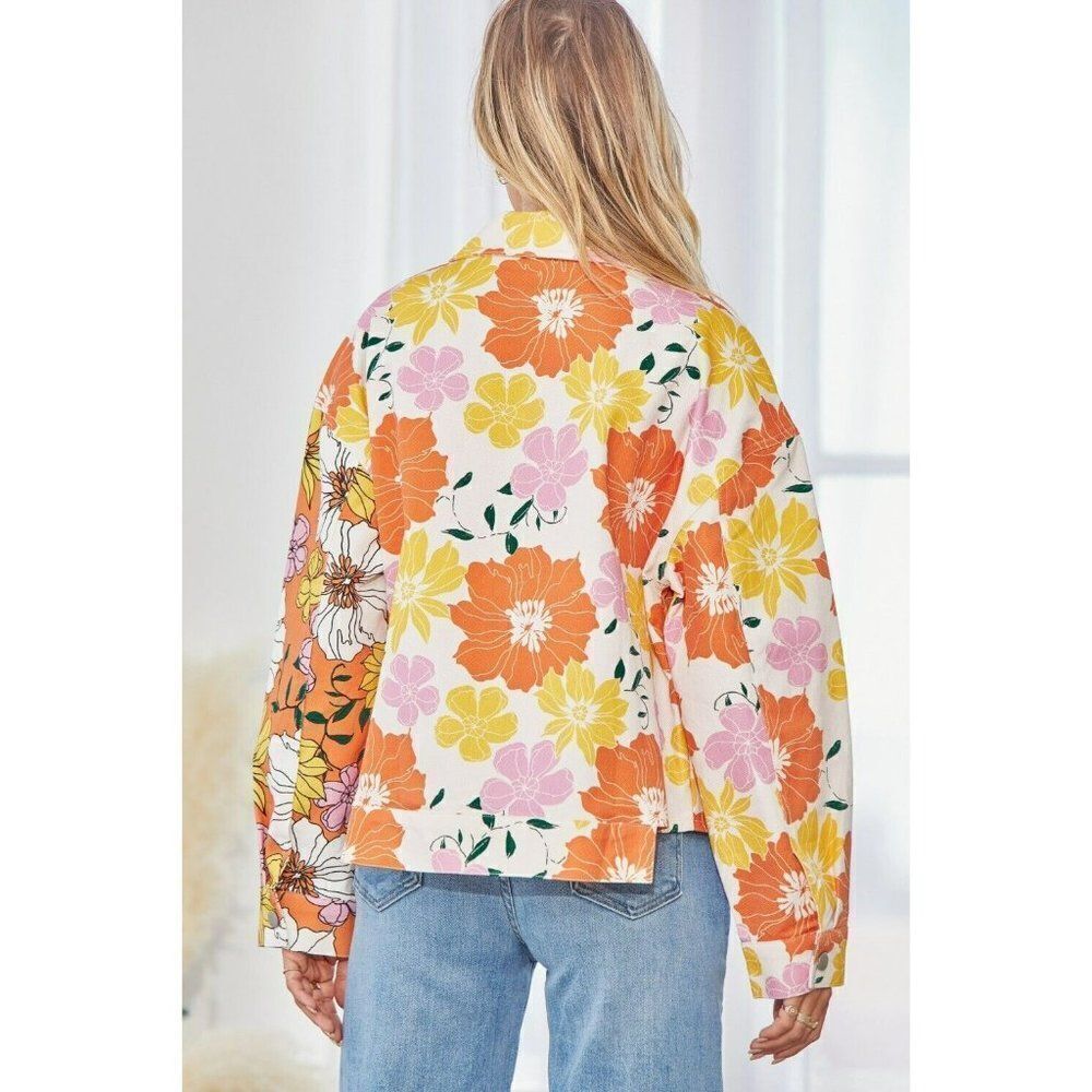 Andree By Unit x Emily Wonder Tangerine Floral Printed Jacket S-L New J10125 - Picture 7 of 7